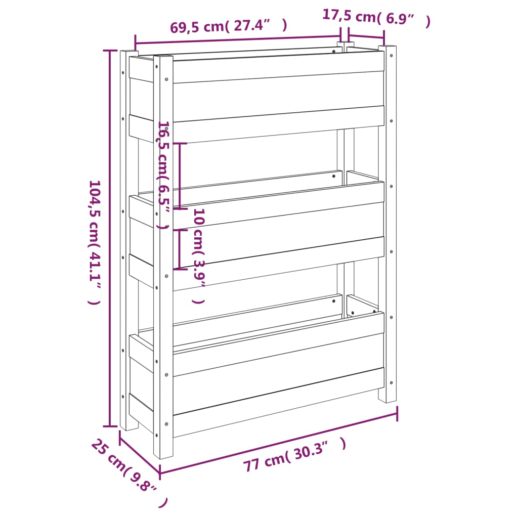 vidaXL Jardinière Bois de pin massif Marron miel 77x25x104,5 cm