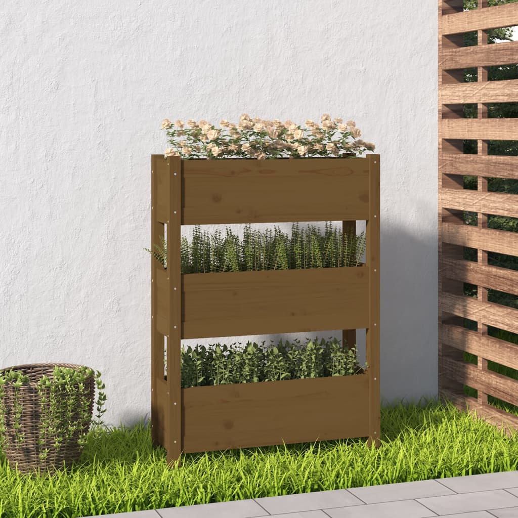 vidaXL Jardinière Bois de pin massif Marron miel 77x25x104,5 cm