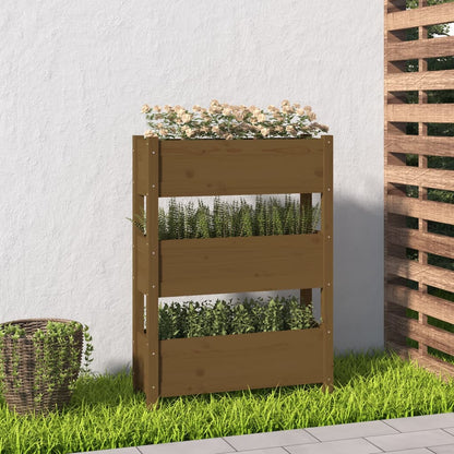 vidaXL Jardinière Bois de pin massif Marron miel 77x25x104,5 cm