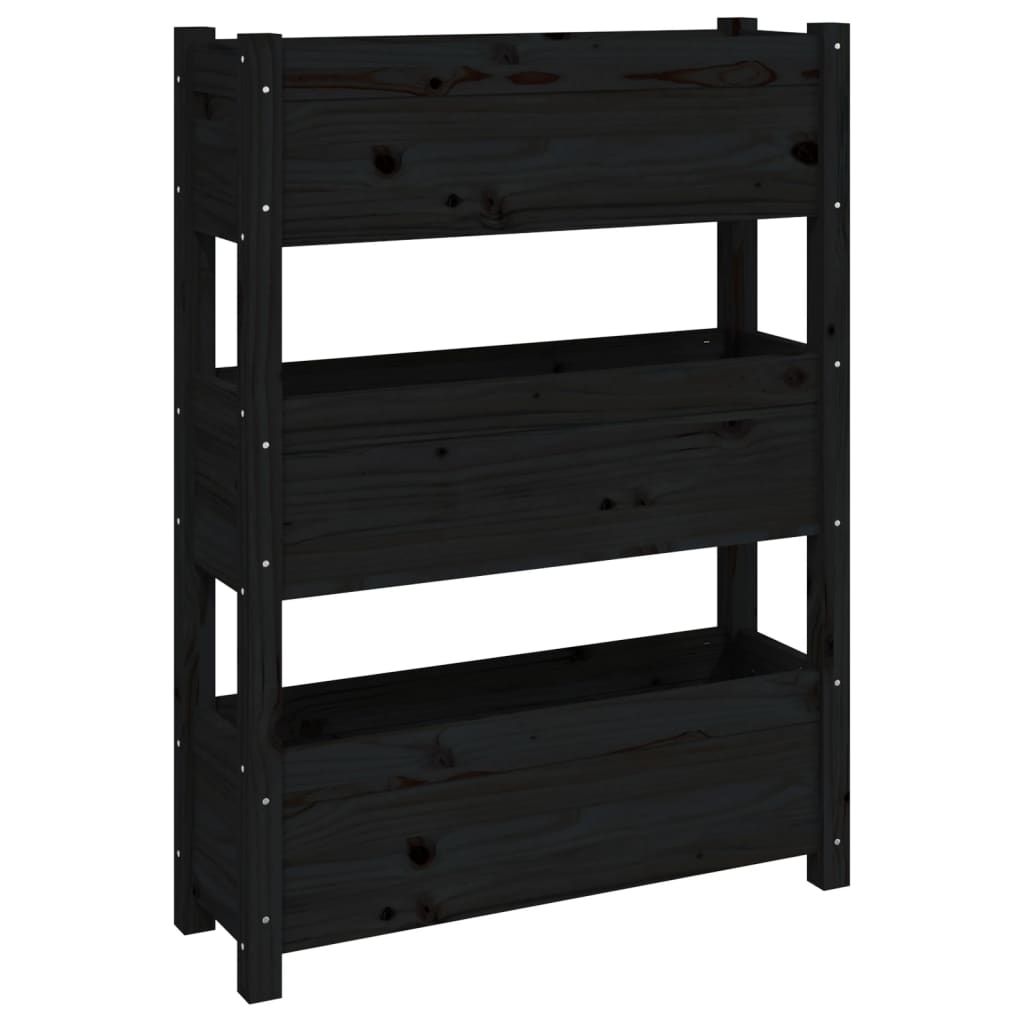 vidaXL Jardinière noire 77x25x104,5 cm Bois de pin massif