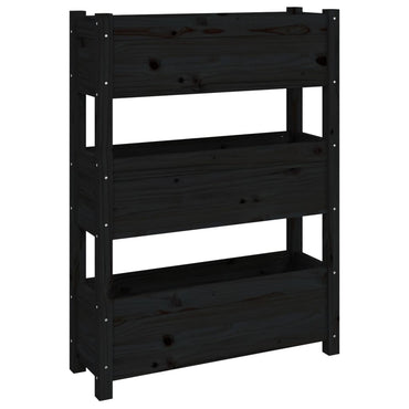 vidaXL Jardinière noire 77x25x104,5 cm Bois de pin massif