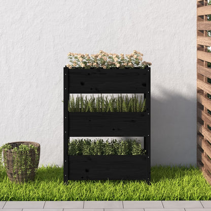 vidaXL Jardinière noire 77x25x104,5 cm Bois de pin massif