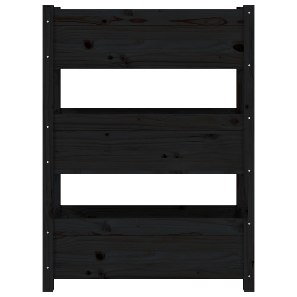 vidaXL Jardinière noire 77x25x104,5 cm Bois de pin massif