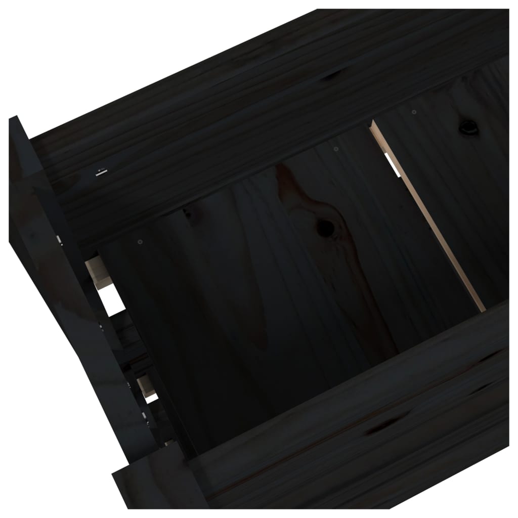 vidaXL Jardinière noire 77x25x104,5 cm Bois de pin massif