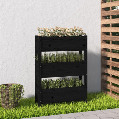 vidaXL Jardinière noire 77x25x104,5 cm Bois de pin massif
