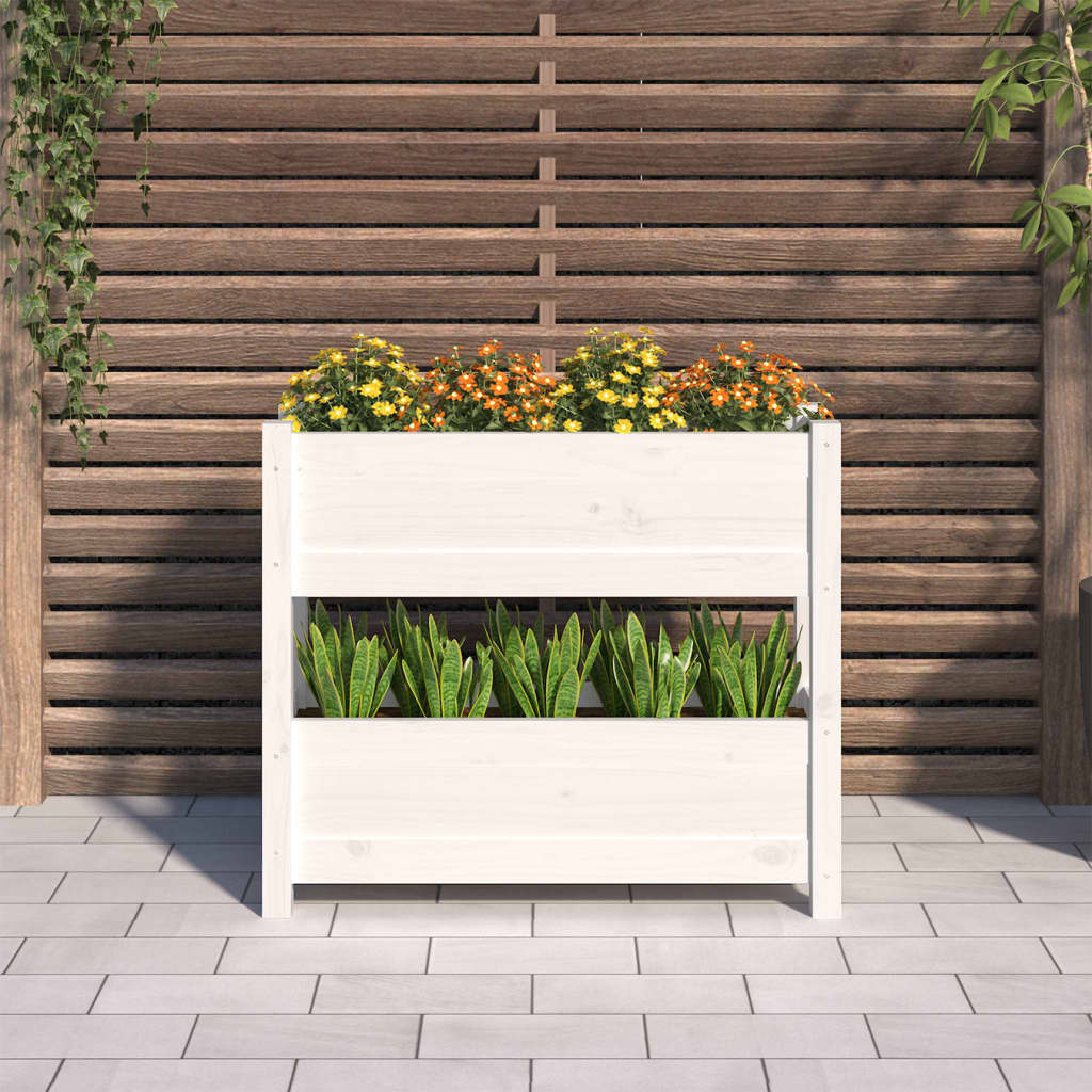 vidaXL Jardinière blanche 77x25x66 cm Bois de pin massif