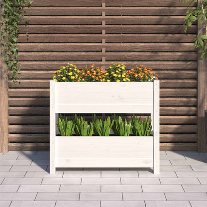 vidaXL Jardinière blanche 77x25x66 cm Bois de pin massif