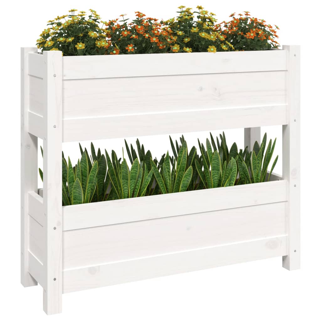 vidaXL Jardinière blanche 77x25x66 cm Bois de pin massif