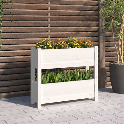 vidaXL Jardinière blanche 77x25x66 cm Bois de pin massif