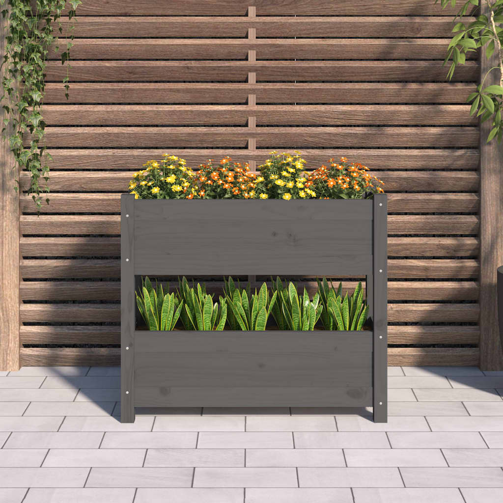 vidaXL Jardinière gris 77x25x66 cm Bois de pin massif