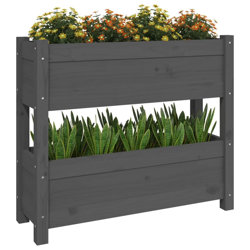 vidaXL Jardinière gris 77x25x66 cm Bois de pin massif