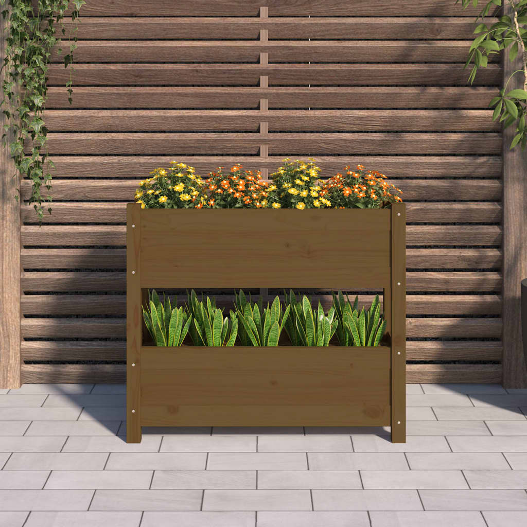 vidaXL Jardinière Bois de Pin Massif Marron Miel 77x25x66 cm