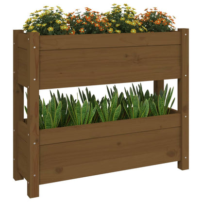 vidaXL Jardinière Bois de Pin Massif Marron Miel 77x25x66 cm