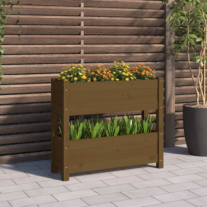 vidaXL Jardinière Bois de Pin Massif Marron Miel 77x25x66 cm