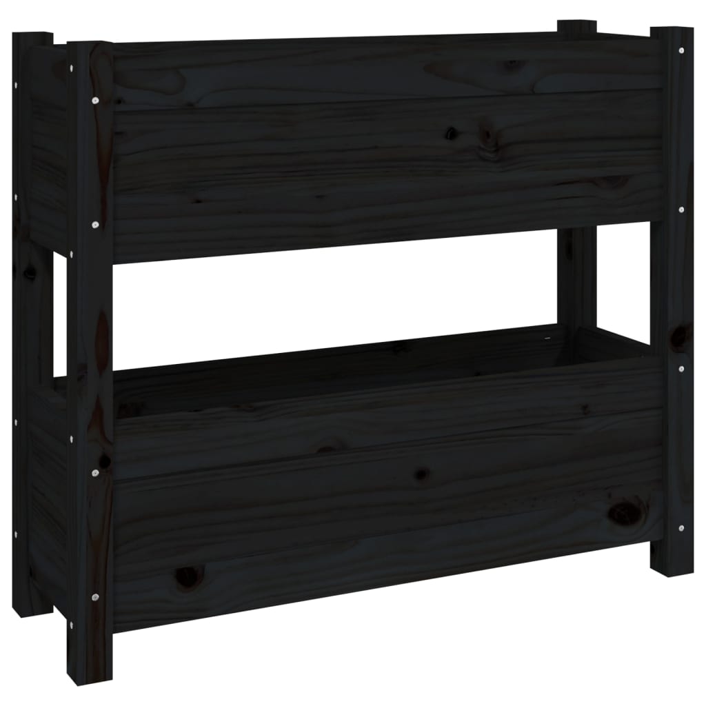 vidaXL Jardinière noire 77x25x66 cm Bois de pin massif