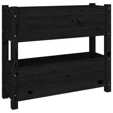 vidaXL Jardinière noire 77x25x66 cm Bois de pin massif