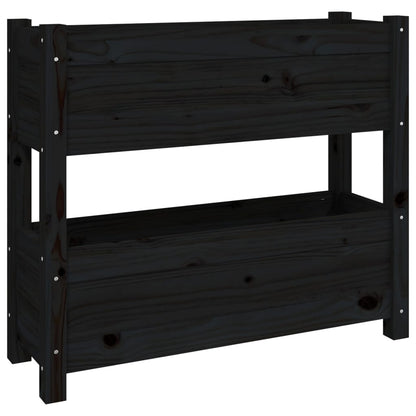 vidaXL Jardinière noire 77x25x66 cm Bois de pin massif