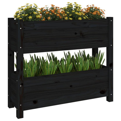 vidaXL Jardinière noire 77x25x66 cm Bois de pin massif
