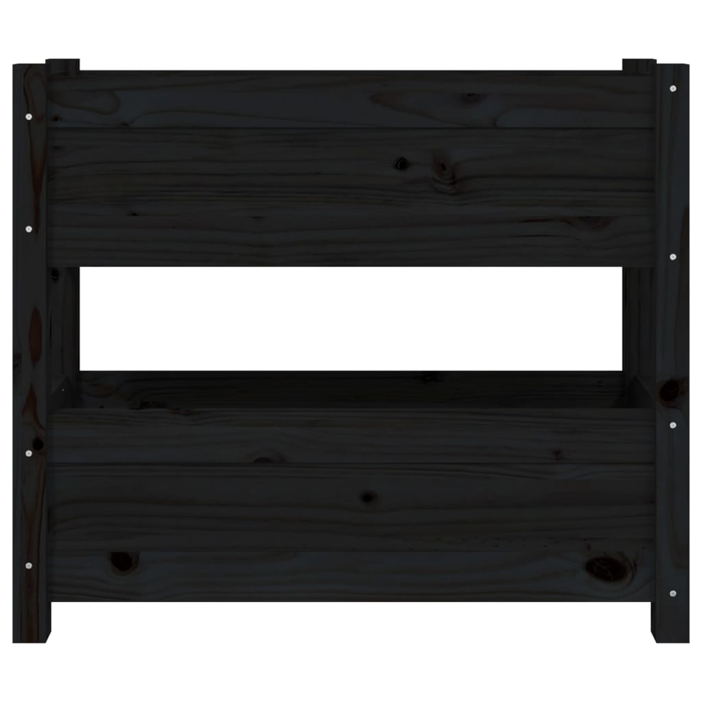vidaXL Jardinière noire 77x25x66 cm Bois de pin massif