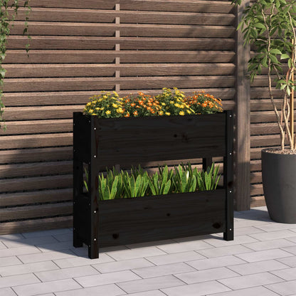 vidaXL Jardinière noire 77x25x66 cm Bois de pin massif