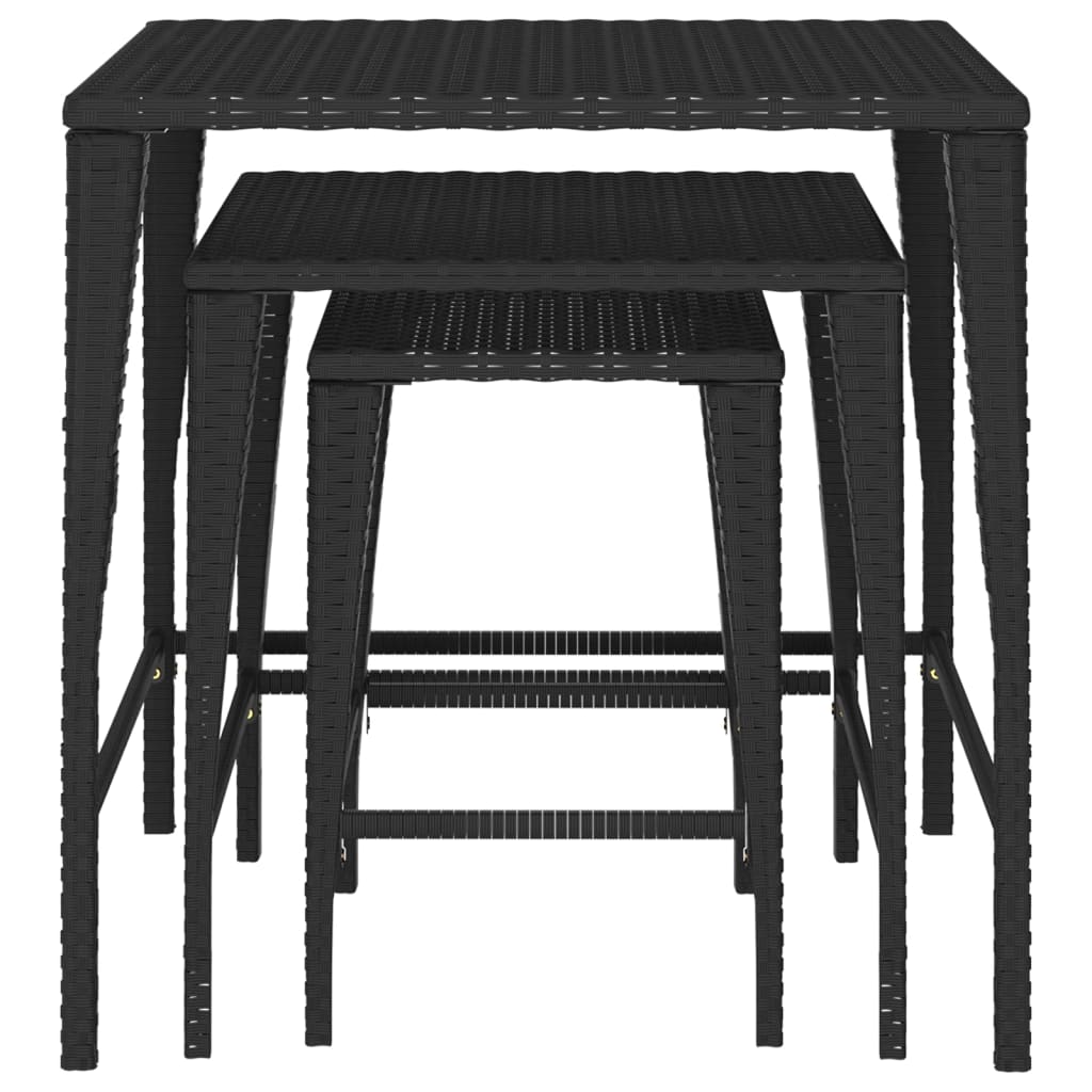 vidaXL Tables gigognes 3 pcs Noir Résine tressée