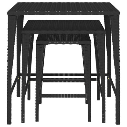 vidaXL Tables gigognes 3 pcs Noir Résine tressée
