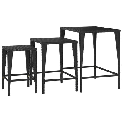 vidaXL Tables gigognes 3 pcs Noir Résine tressée