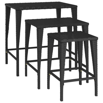 vidaXL Tables gigognes 3 pcs Noir Résine tressée