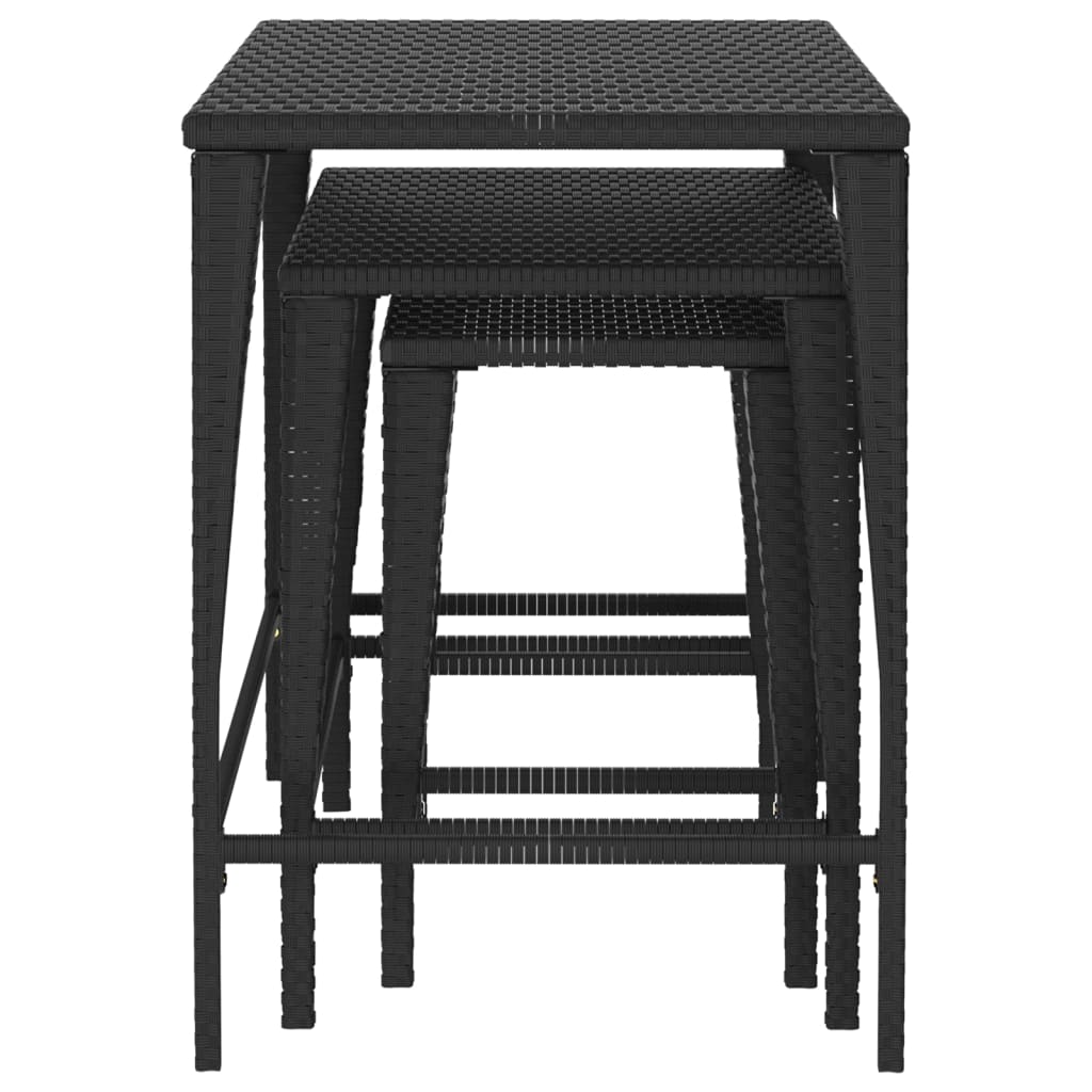 vidaXL Tables gigognes 3 pcs Noir Résine tressée