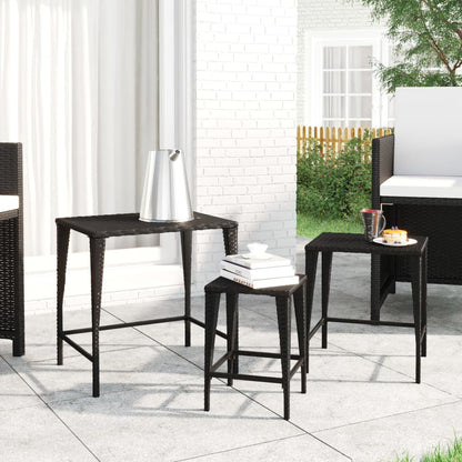 vidaXL Tables gigognes 3 pcs Noir Résine tressée