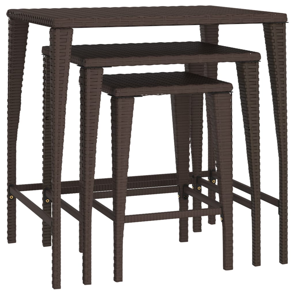 vidaXL Satztische 3 Stk. Braun Poly Rattan