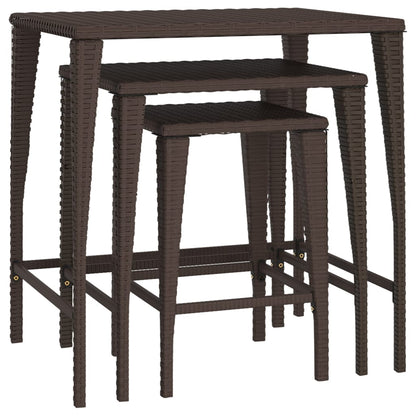 vidaXL Satztische 3 Stk. Braun Poly Rattan