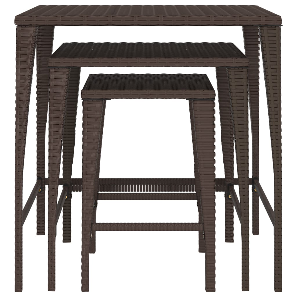 vidaXL Satztische 3 Stk. Braun Poly Rattan
