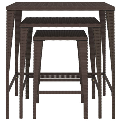 vidaXL Satztische 3 Stk. Braun Poly Rattan