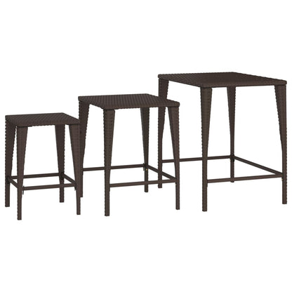 vidaXL Satztische 3 Stk. Braun Poly Rattan