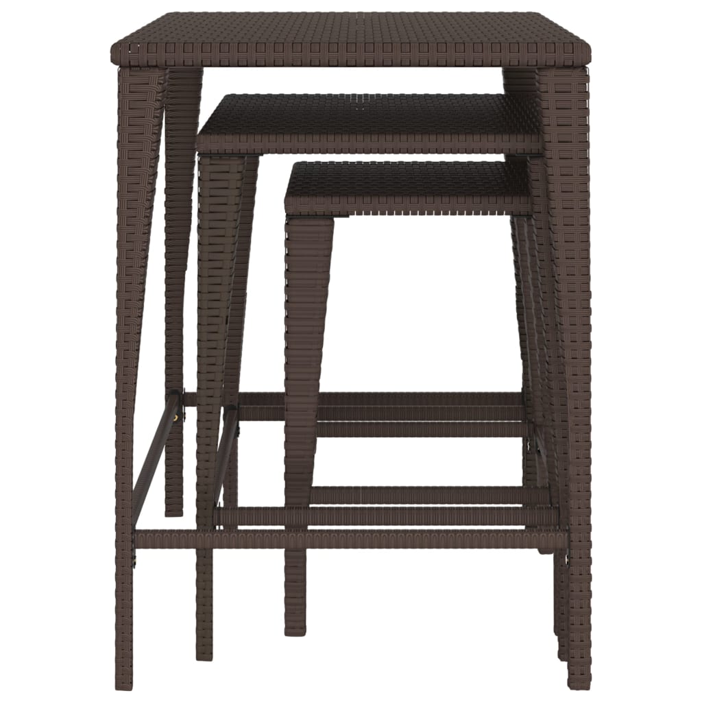 vidaXL Satztische 3 Stk. Braun Poly Rattan