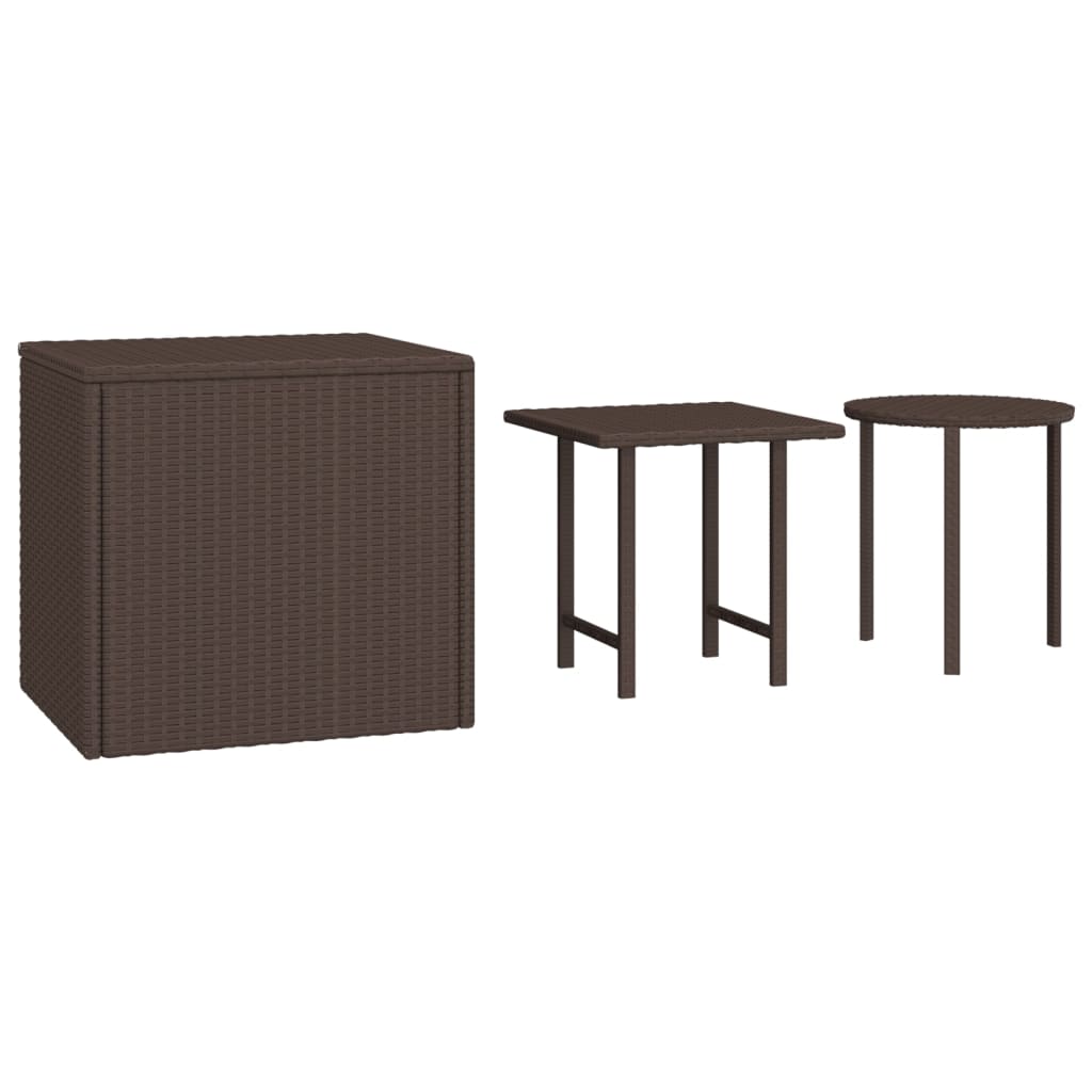 vidaXL Tables basses 3 pcs Marron Résine tressée