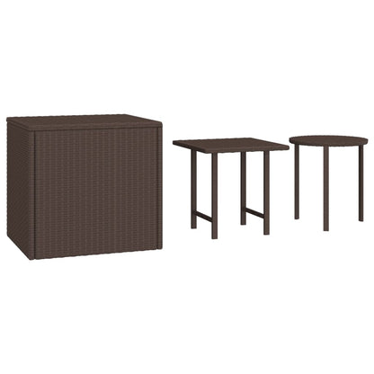vidaXL Tables basses 3 pcs Marron Résine tressée