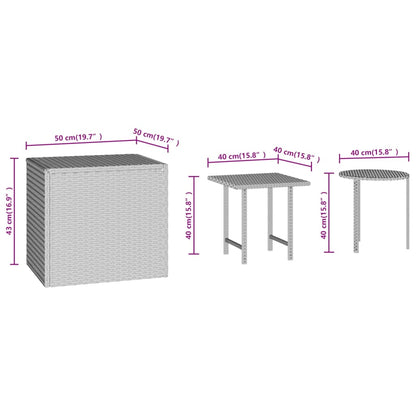 vidaXL Tables basses 3 pcs Marron Résine tressée