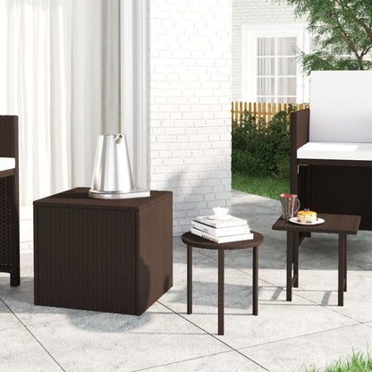 vidaXL Tables basses 3 pcs Marron Résine tressée