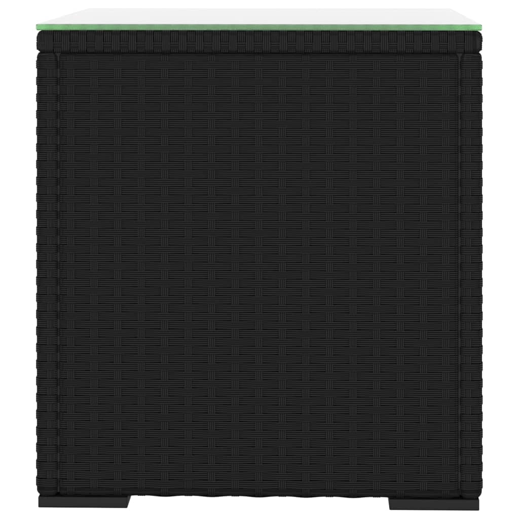 vidaXL Table d'appoint noir 40x37x40,5 cm poly rotin et verre trempé