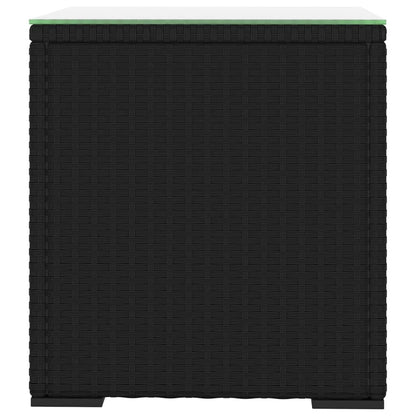 vidaXL Table d'appoint noir 40x37x40,5 cm poly rotin et verre trempé
