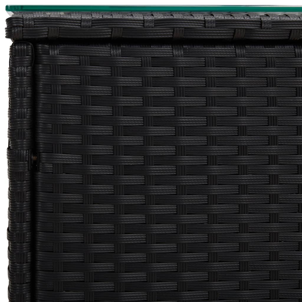 vidaXL Table d'appoint noir 40x37x40,5 cm poly rotin et verre trempé