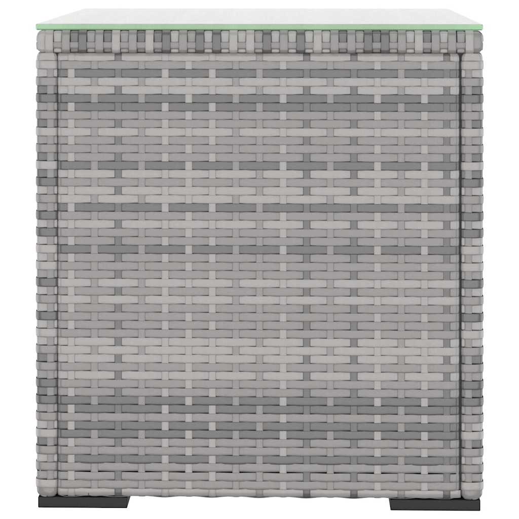 vidaXL Table d'appoint gris 40x37x40,5 cm en poly rotin et verre trempé