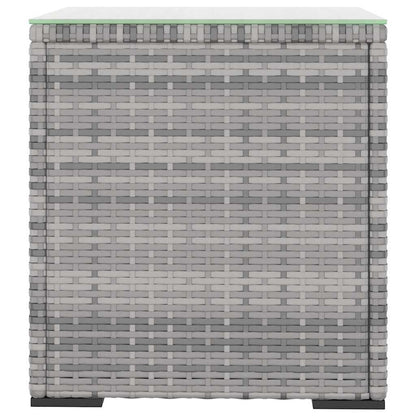vidaXL Table d'appoint gris 40x37x40,5 cm en poly rotin et verre trempé