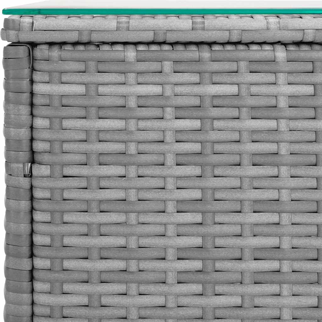 vidaXL Table d'appoint gris 40x37x40,5 cm en poly rotin et verre trempé