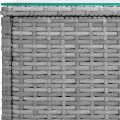 vidaXL Table d'appoint gris 40x37x40,5 cm en poly rotin et verre trempé