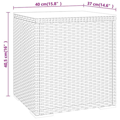 vidaXL Table d'appoint gris 40x37x40,5 cm en poly rotin et verre trempé