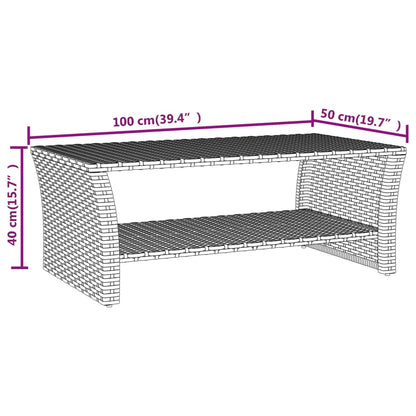 vidaXL Couchtisch Grau 100x50x40 cm Poly Rattan