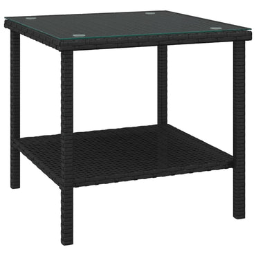 vidaXL Table d'appoint noir 45x45x45 cm en résine tressée et verre trempé